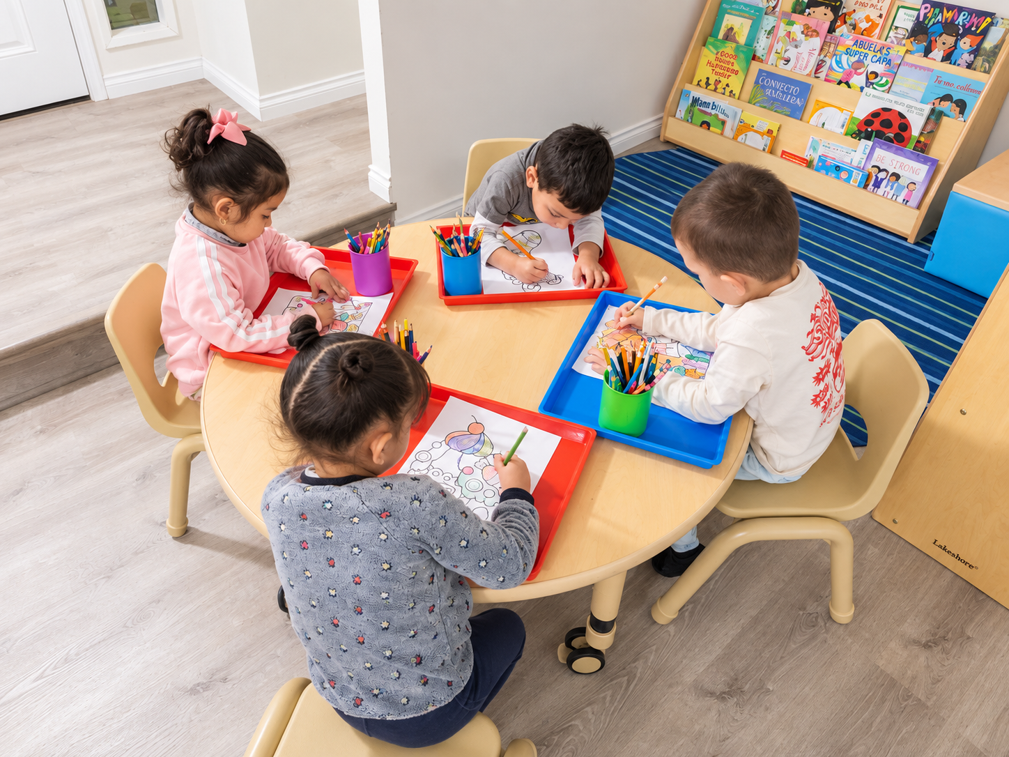Children working on a creative childcare activity
