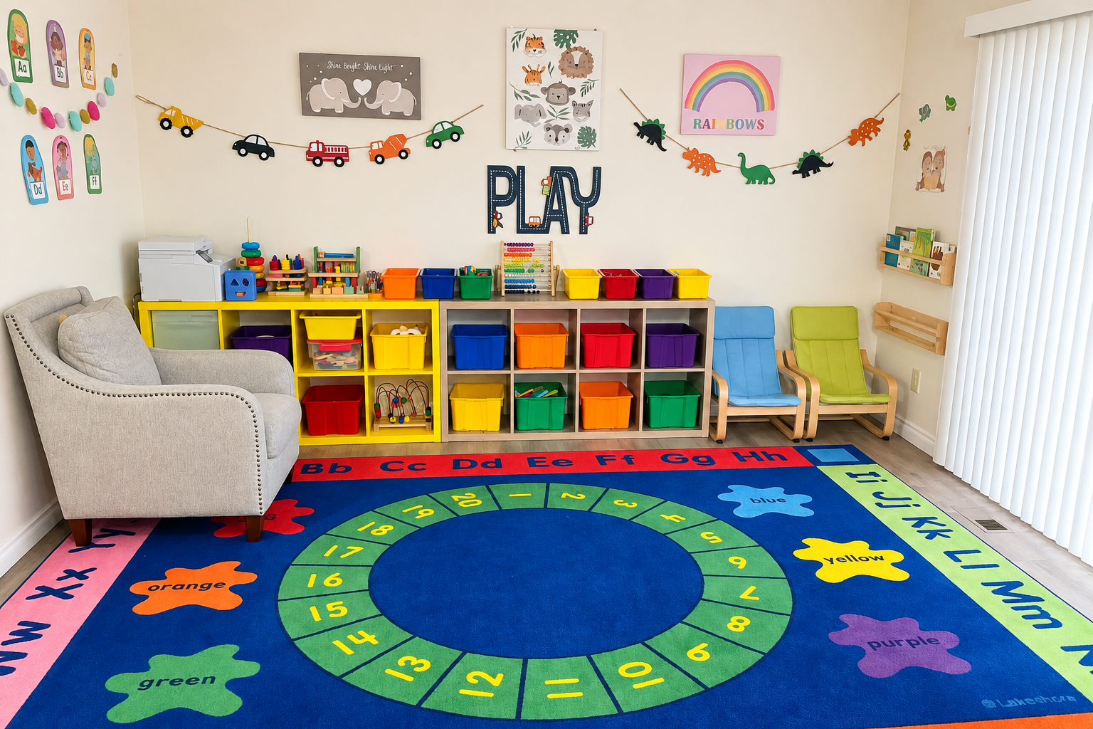 Bright and colorful learning room at Rosie's